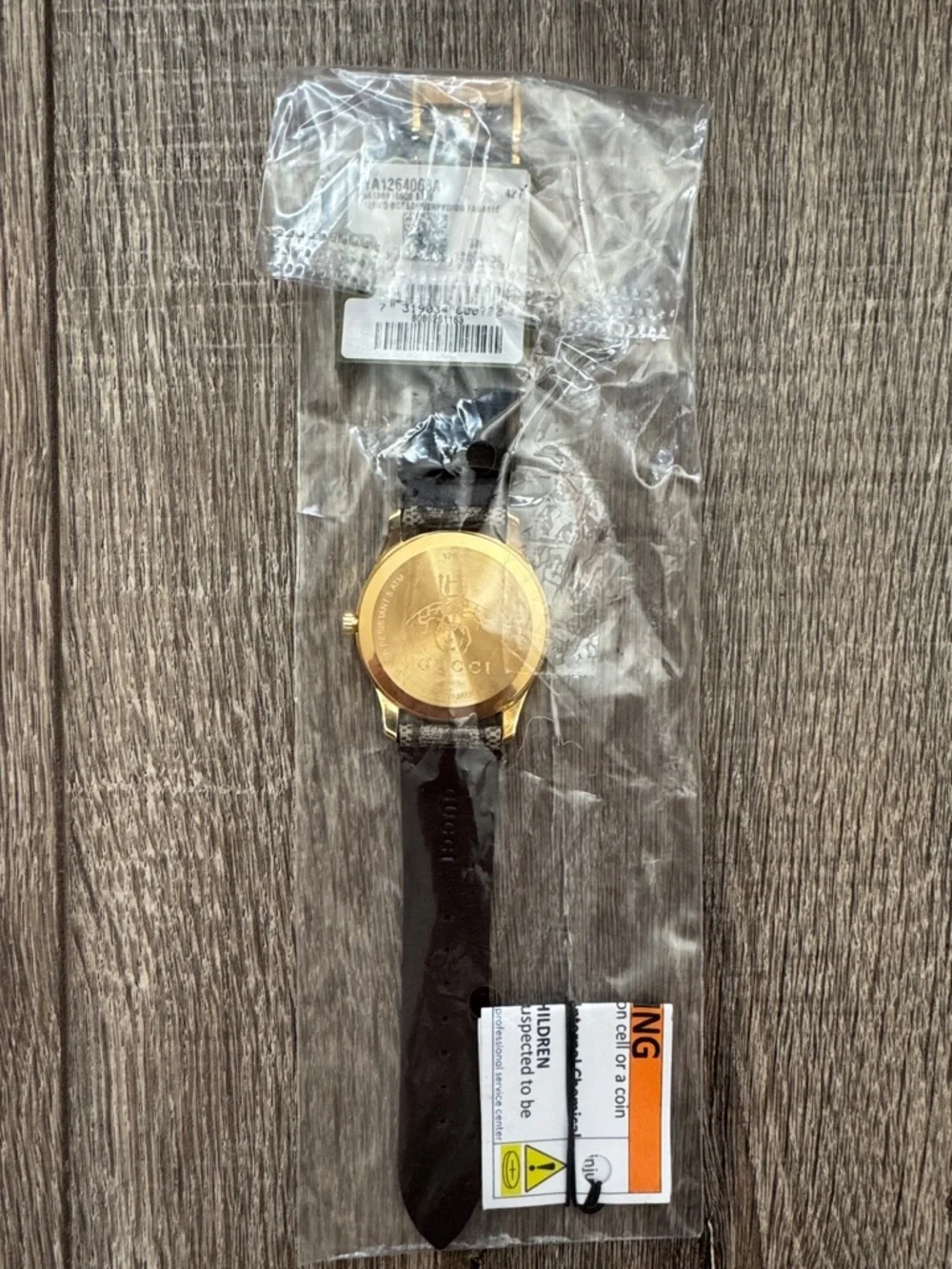 Gucci Gold-Tone Case Brown & Beige Monogram Canvas Men's Watch - Picture 9 of 10